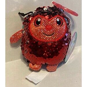Shimmeez Ladybug Plush Toy New w/ Tags Flip Sequins Keychain Plastic Bag Clip